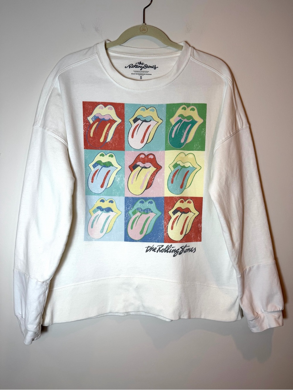 The Rolling Stones Pop Art Multi Tongue Crewneck Sweatshirt Vintage White